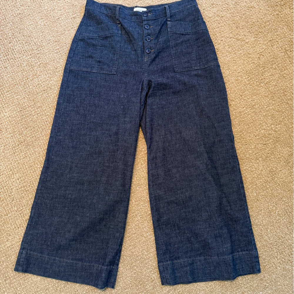 Evereve Indigo Wide Leg Button-Front Jeans